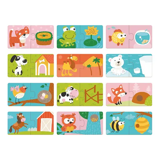 Обучающая игра-пазл "Зверята и их домики" DoDo Toys 300117, 24 элемента-12 пар - фото 3