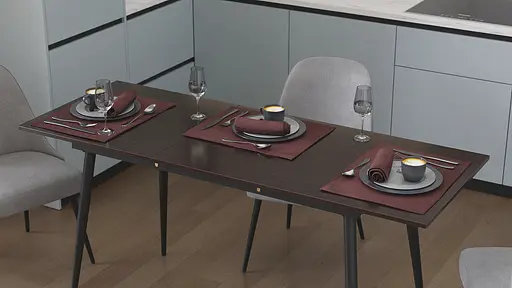 Стіл кухонний розкладний Данді на конусних ногах Ferrum-decor 75x120(160)x70 Чорний метал ДСП Венге Магія 16 мм (FRD-106779)