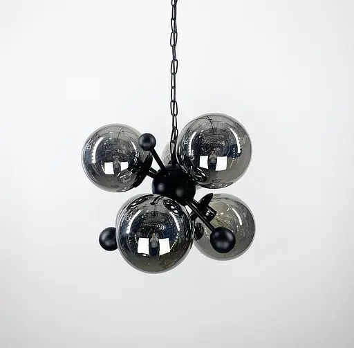 Підвісна люстра у чорному каркасі з графітовими плафонами Line.F 0666/6 BK+GR - фото 1