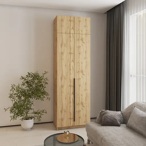 Шафа 2-дверна з антресоллю MebelStar Оскар ДСП BL-B, комплект полиць 80x52x260 см Дуб тахо (MBS-4798) - фото 1