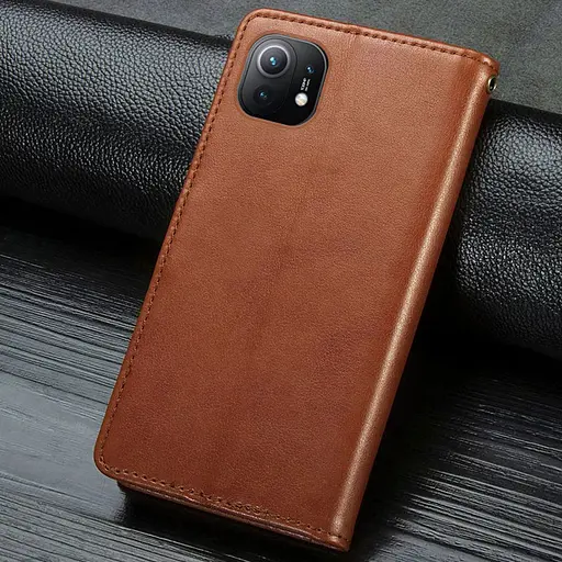Шкіряний чохол-книжка Getman Gallant (PU) для Xiaomi Mi 11 Коричневий - фото 6