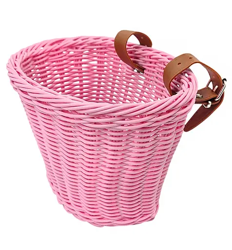 Корзина на детский велосипед / самокат 20х16х16 см плетеный ретро розовый (G0001893)