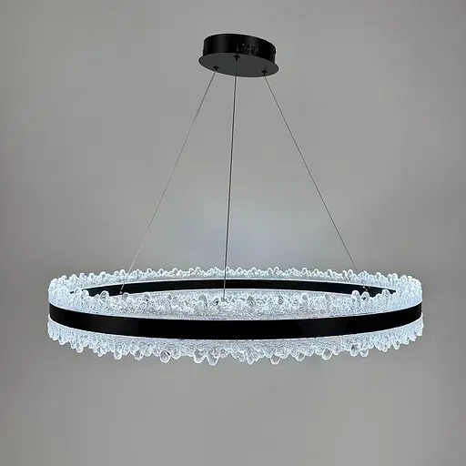 Волшебная подвесная люстра в черном корпусе с кольцом Ø 80 см Ст. MJ304-800 BK | Line F - фото 4