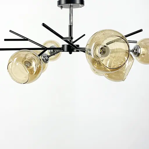 Стельова люстра в чорному корпусі на 8 плафонів | Арт. 088N/8 BK | Line F - фото 3