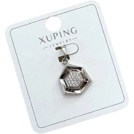 Жіночий кулон-підвіска Xuping шестикутний з камінцями з медичного золота Гіпоалергенна - фото 1