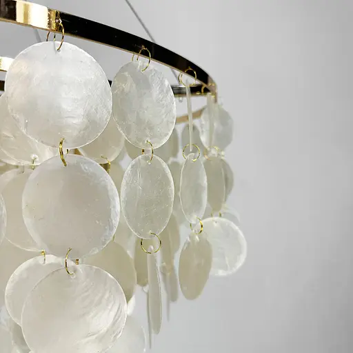 Кругла золота люстра ATHELIA із перламутровими пластинами Ø 45 см | Арт. 1537-450 GD | Line F - фото 5