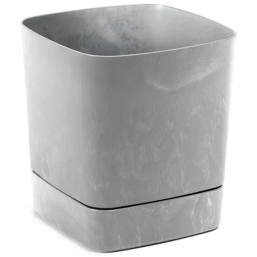 Вазон Lamela Clima с подставкой 25х25х24.3 см серый бетон (9701421) - фото 1