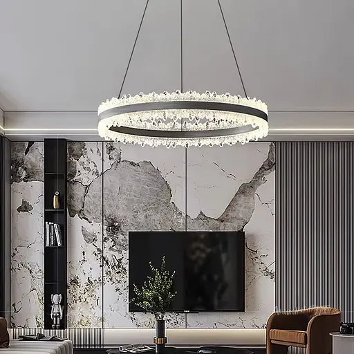 Волшебная подвесная люстра в черном корпусе с кольцом Ø 60 см | Ст. MJ304-600 BK | Line F - фото 1