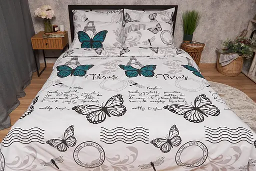 Комплект постельного белья Moon&Star Бязь Gold Люкс Green Butterflies семейный 160х220х2 наволочки 2х70х70 - фото 7