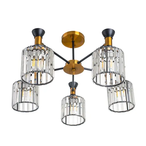 Люстра стельова Brille в спальню E27 60W BK+GDB (LK-715S/5)