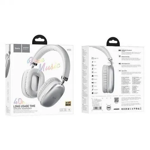 Навушники Hoco Bluetooth W35 wireless headphones сріблясті - фото 3