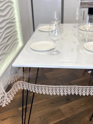 Силіконова скатертина з кавовим мереживом 7 см 150х110 см - фото 3