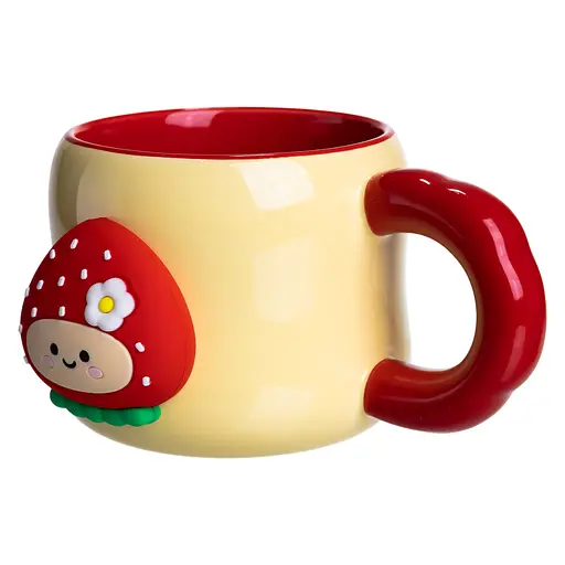 Чашка порцелянова Yiwu 400 мл з магнітом жовтий з червоним Yiwu FM-53A - фото 3