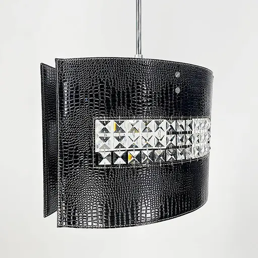 Світильник з чорною екошкірою та кришталевими камінчиками | Арт. S 006/2 BK | Line F - фото 3