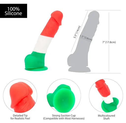 Кольоровий фалоімітатор Addiction - LEONARDO - 7" - 3 COLOURS, 17,8 см, силікон - фото 4