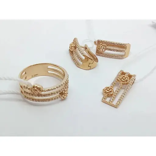 Золотая подвеска Семейные драгоценности с фианитами. 1740385 - фото 4