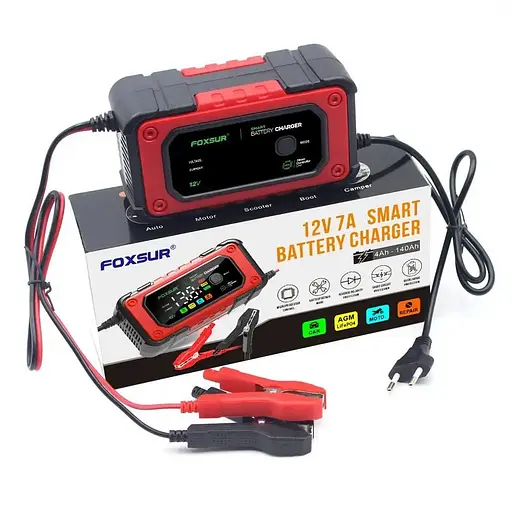 Зарядное устройство Foxsur 12V-8A/24V4A 12V-7A для автомобильного аккумулятора - фото 2