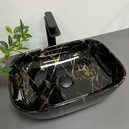 Умивальник VBI Ravenna marble black накладний VBI-011207, Чорний - фото 3