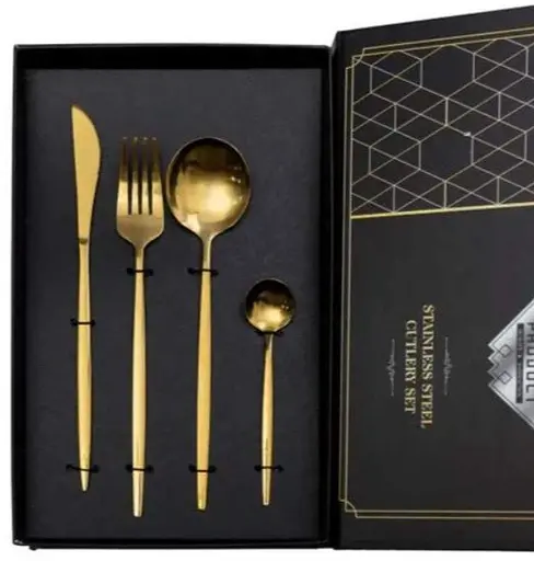 Набор столовых приборов Yiwu HP-20-43 нержавеющая сталь 24 предмета на 6 персон Золотой - фото 3