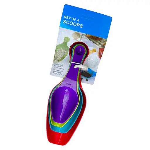 Набір пластикових мірних ложок совків для цукру, спецій та сипучих продуктів 4 шт., Kitchen Master 85205 - фото 2