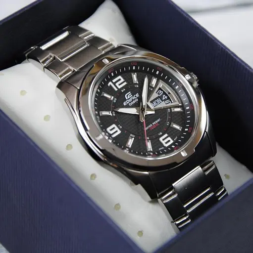 Мужские часы наручные стильные стальные кварцевые оригинал Япония Casio Edifice EF-129D-1AVEF - фото 3