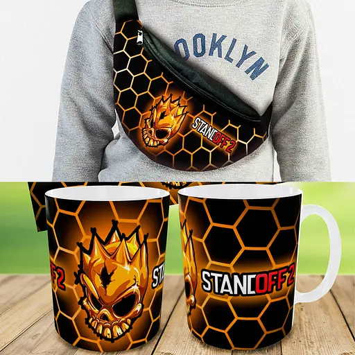 Подарунковий набір: Сумка-бананка + Кружка стендофф2 "Standoff 2" дитячий, для хлопчика (00188)