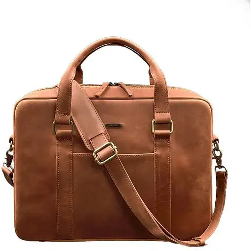 Шкіряна сумка для ноутбука та документів світло-коричнева Crazy Horse - фото 1