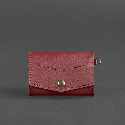 Женская кожаная монетница с клапаном 1.0 бордовая. - фото 7