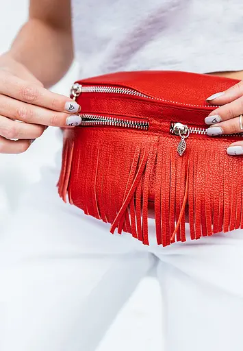 Шкіряна жіноча сумка на пояс Spirit червона - фото 8
