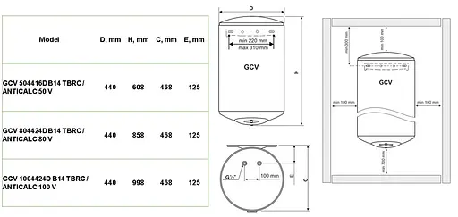 Водонагреватель Tesy GCV 1004424D B14 TBRC/ANTICALC 100 V (7056339) - фото 3