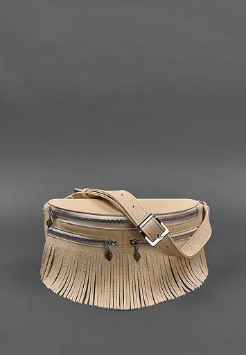 Шкіряна жіноча сумка на пояс Spirit світло-бежева - фото 3