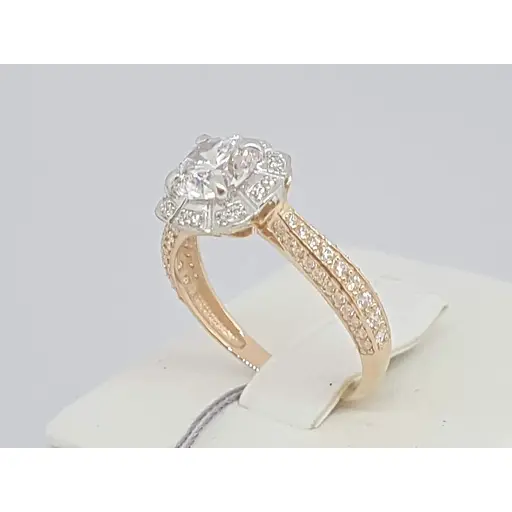 Золотое кольцо Харьковская ювелирная фабрика с фианитами Swarovski. 80512-СВ 18,5 - фото 3