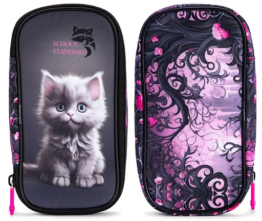 Пенал шкільний для дівчинки з Котиком м'який School Standard (PSS-103)
