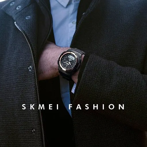 Чоловічий спортивний годинник Skmei 1454 Чорний із золотим - фото 6