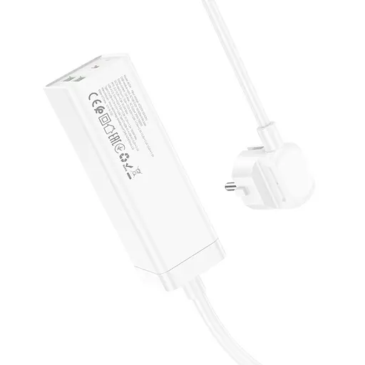 Сетевое зарядное устройство удлинитель Hoco AC9A 2 USB/Type-C PD QC 30W 1 розетка 1.5m белый - фото 4