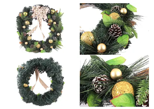 Вінок новорічний "Золоті кульки" D50см 21B105LX - фото 2