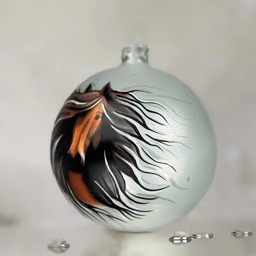 Ялинкова прикраса Санта Шоп Символ 2026 Стрімкий кінь білий скло (4820001180541) - фото 2