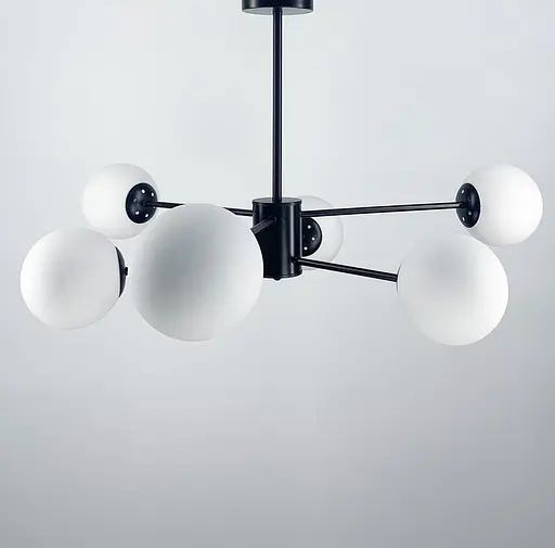 Мінімалістична люстра на 6 білих матових плафонів Line.F CD 111/6 BK - фото 2