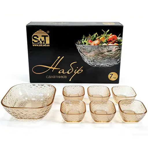 Набір салатників S&T Бурштин 7 шт. квадрат (9291) - фото 1