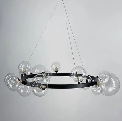 Світильник з 15 прозорими плафонами-кулями різного діаметру | Арт. AT 32/15 BK | Line F - фото 2