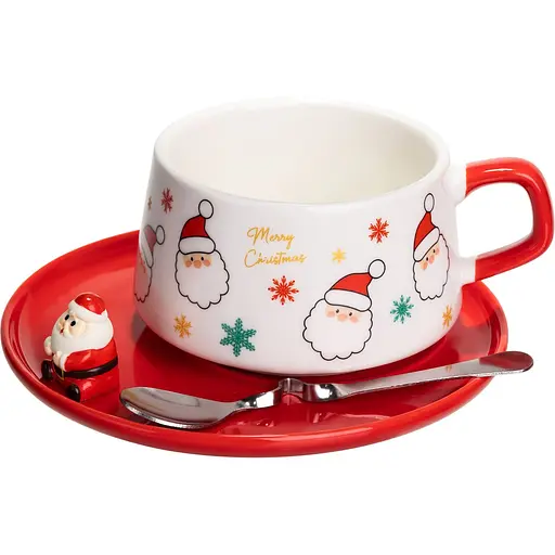 Чашка для латте-арту порцелянова Merry Christmas 250 мл з блюдцем  FM-CS-10A - фото 3