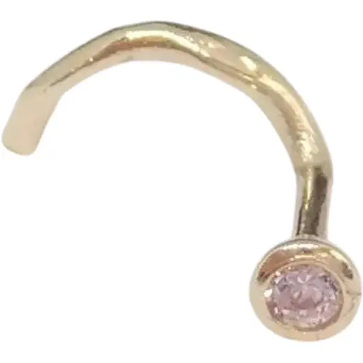 Золота сережка-пірсинг Dear в ніс Dear з фіанітом. 1024.1 Рожевий (світлий)