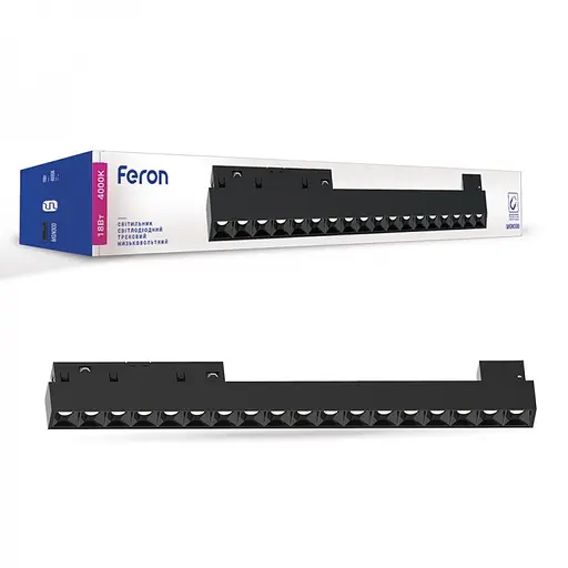 Светодиодный магнитный трековый светильник Feron MGN300, 18W 4000К черный (41931) - фото 2