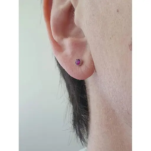 Серебряные пуссеты Лазурит с фианитами. 28403Р ЗЕЛ розовый - фото 2