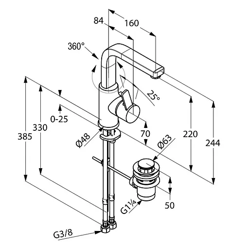 Змішувач для умивальника Kludi Zenta 420250575 - фото 2