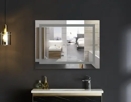 Дзеркало Mixxus WARM MR02-70x50-CASE з LED Touch, Anti-fog, димером, регулюванням яскравості, годинником (MI6669) - фото 4