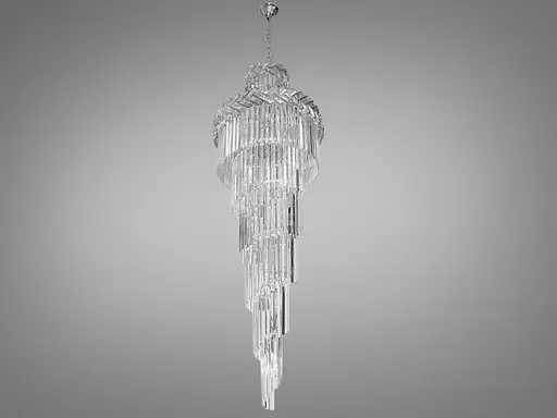 Современная каскадная хрустальная люстра на 26 ламп, серебряного цвета. - фото 1