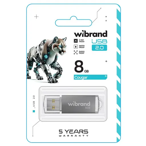 Flash Wibrand USB 2.0 Cougar 8Gb Silver - фото 2