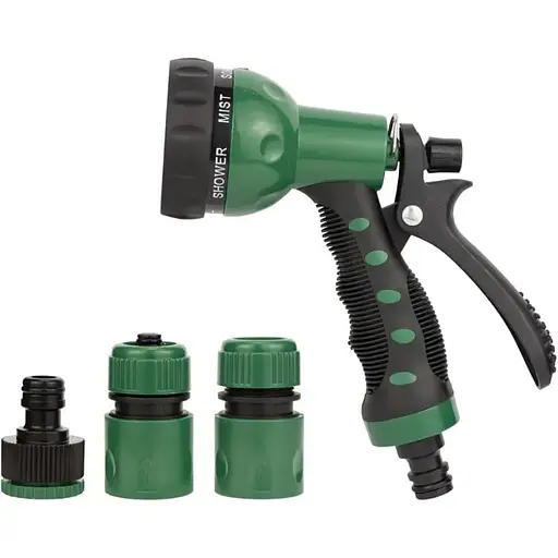 Набор для полива Grad пистолет-распылитель 7-ми режимный 2 коннектора + адаптер (ABS+TPR) (5012505) - фото 1
