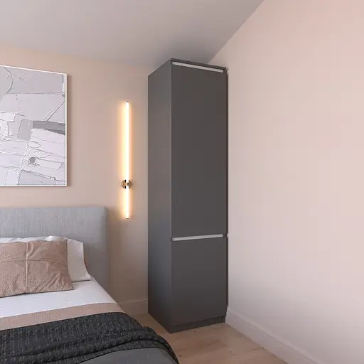 Шкаф пенал Vays R-22 Антрацит-Белые планки, с полками, ЛДСП, 50×50×211 см - для одежды, белья, хранения, спальня, прихожая